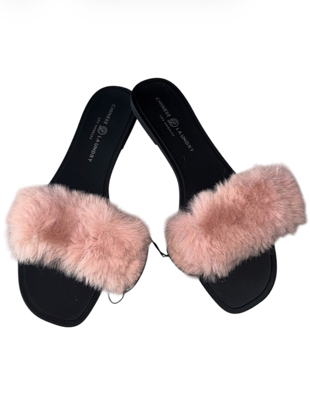 Chinese Laundry Pink Faux Fur Slide Sandals Size 8